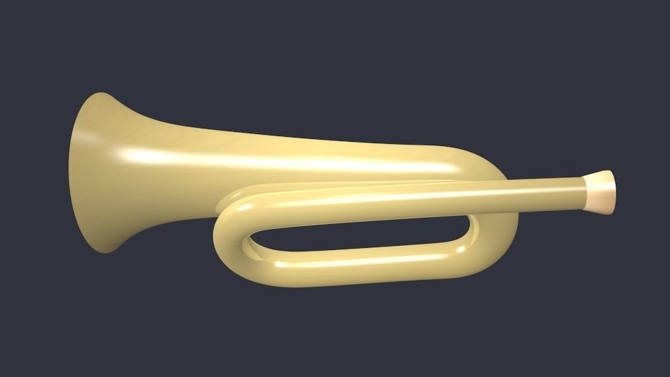 Bugle trumpet Low-poly 3D model_4