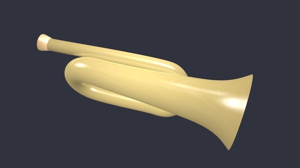 Bugle trumpet Low-poly 3D model_3