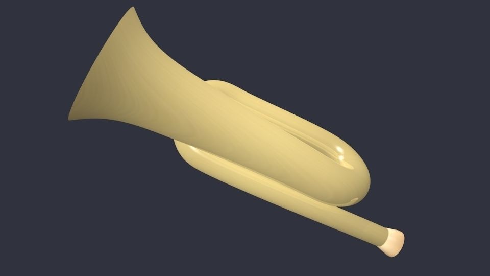 Bugle trumpet Low-poly 3D model_2