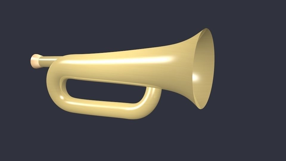 Bugle trumpet Low-poly 3D model_1