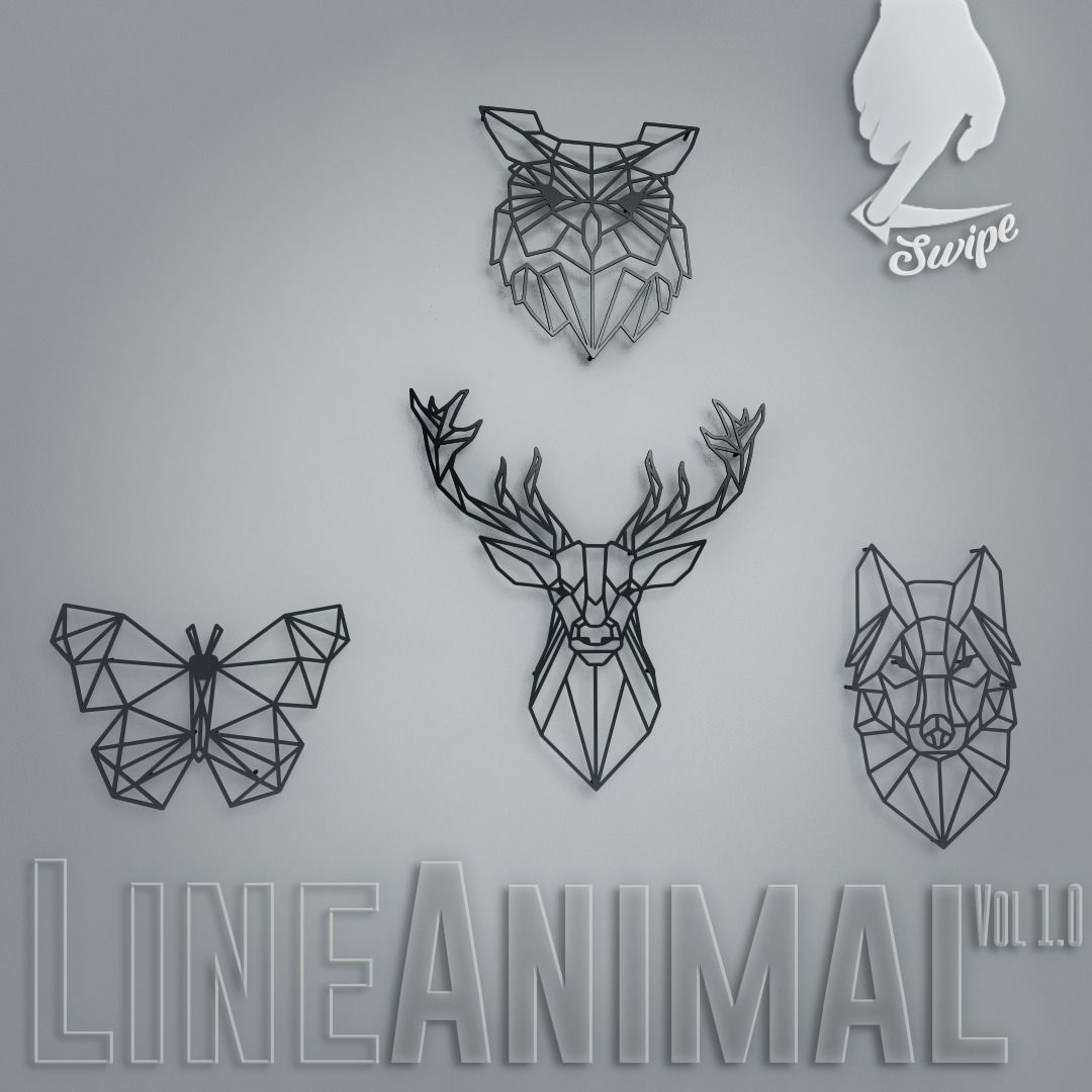 LineAnimals - Wall Decor 3D model_0