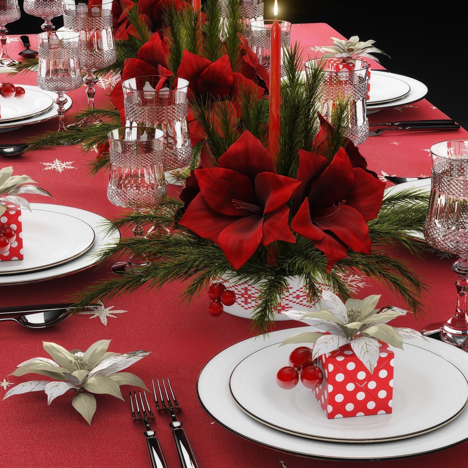 Christmas tableware 3D model_2