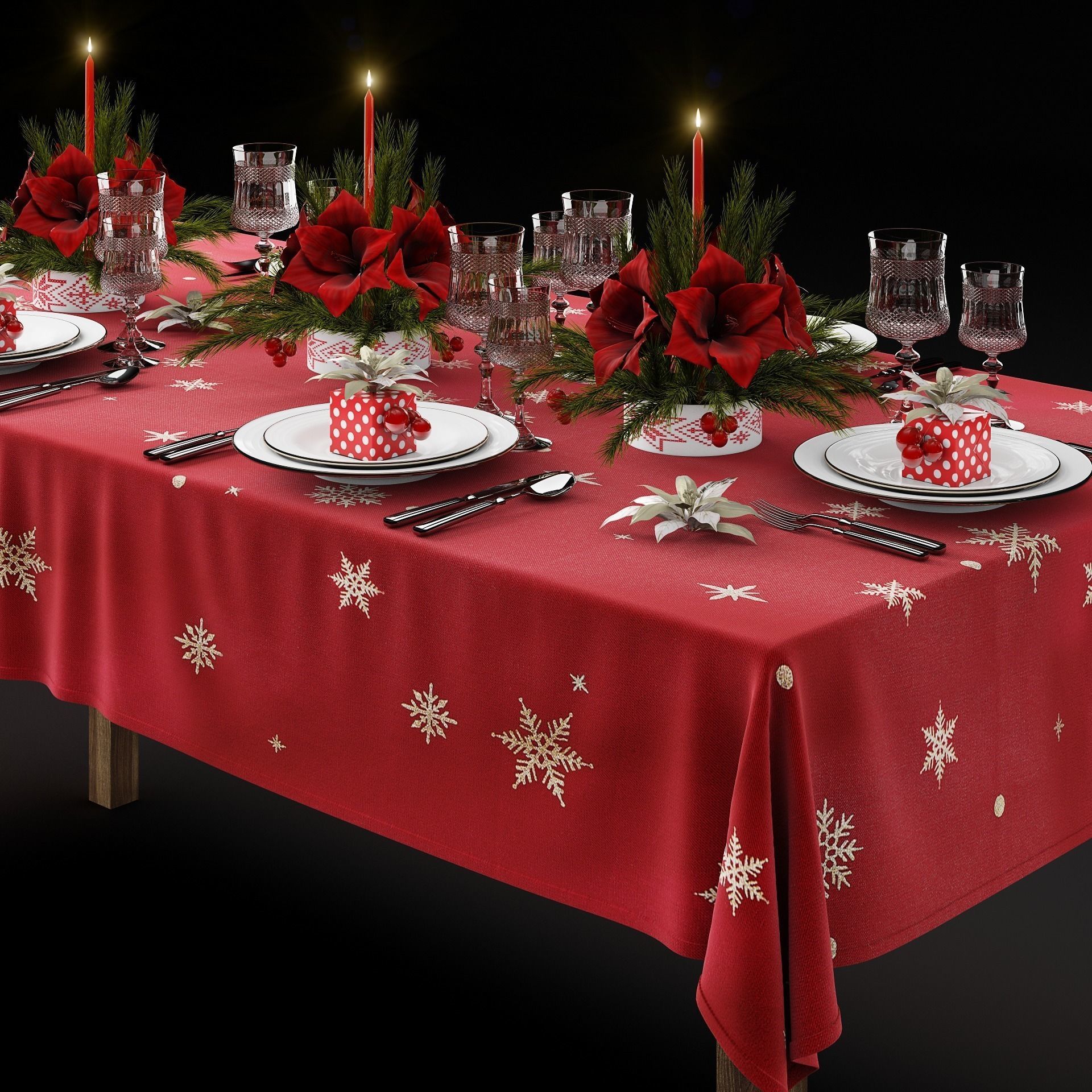 Christmas tableware 3D model_0