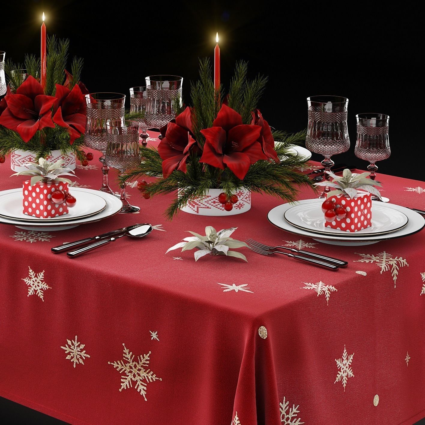 Christmas tableware 3D model_3