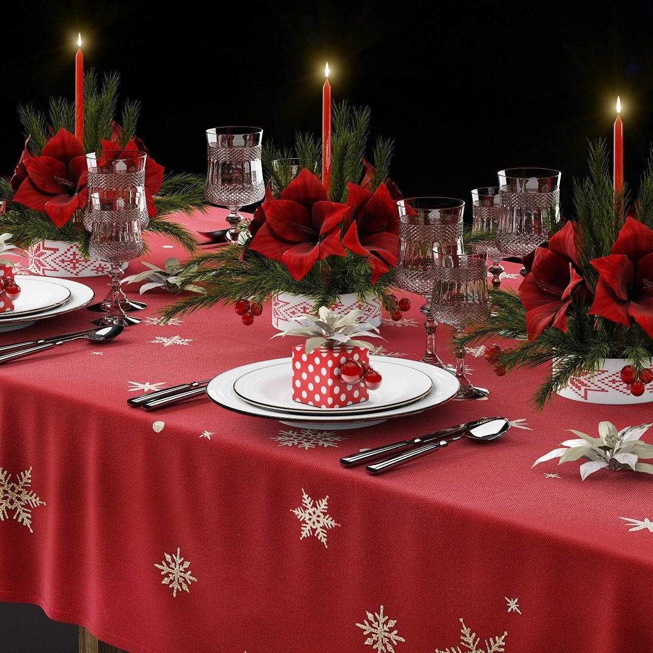 Christmas tableware 3D model_1