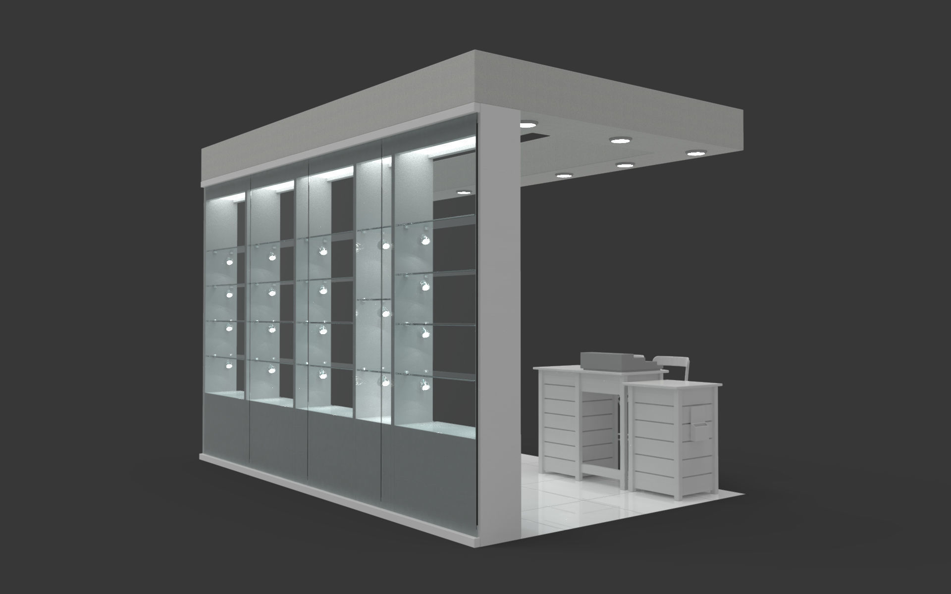 Concession stand kiosk shop 3D model_1