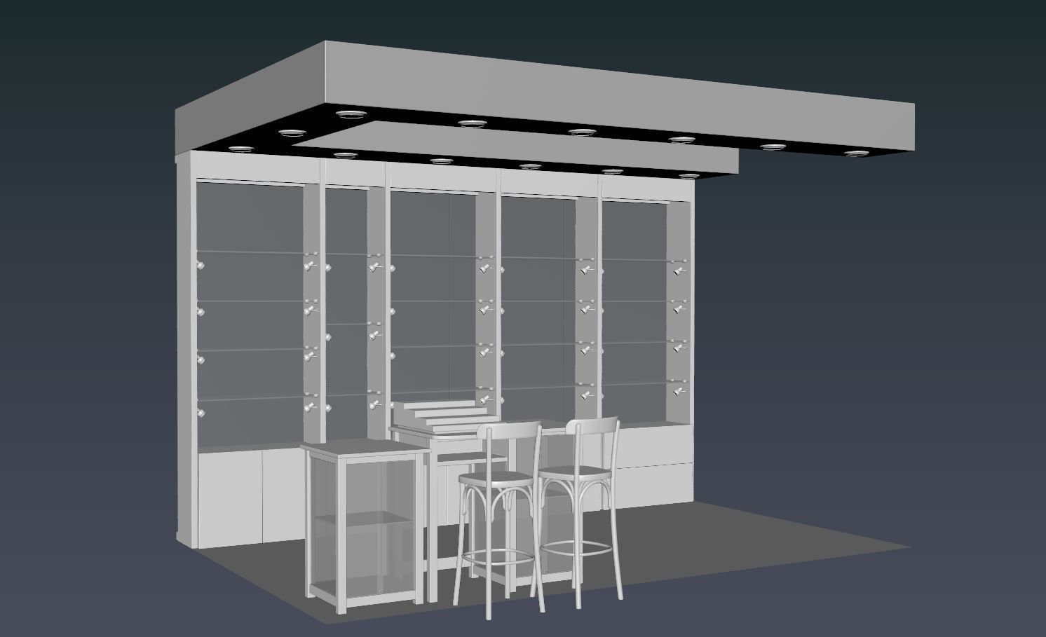 Concession stand kiosk shop 3D model_3
