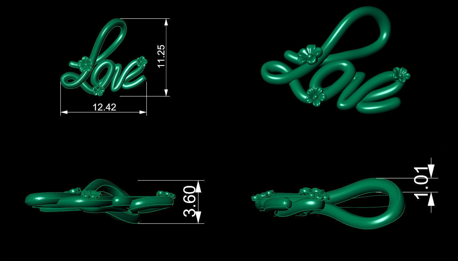 LOVE Pendant 3D print model 3D print model_4