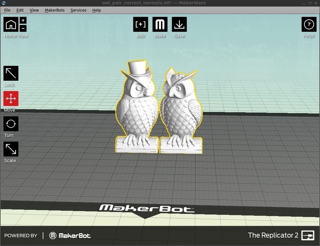 His and Her Owls MakerWare-friendly Free 3D print model_3