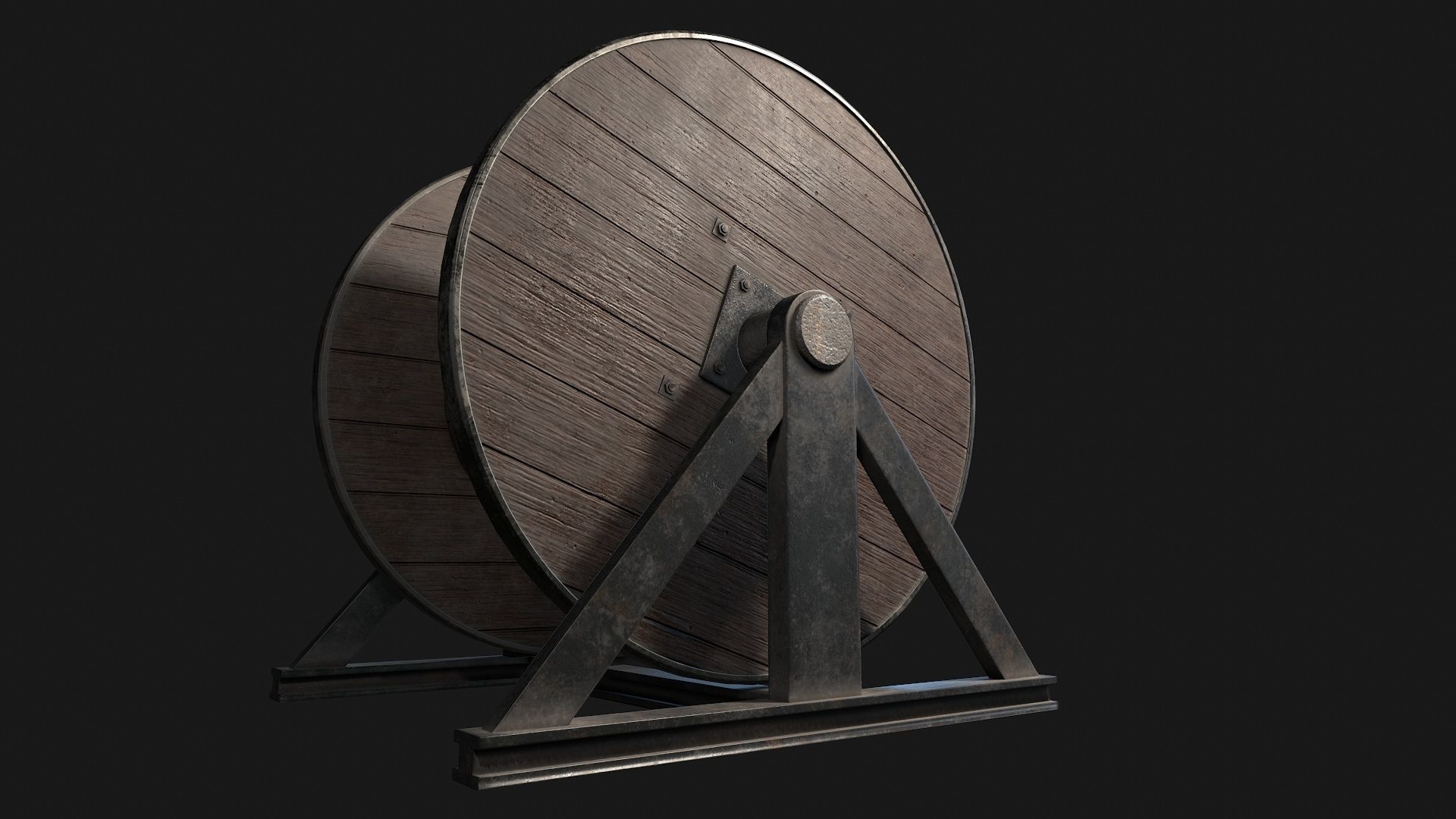 Low Poly PBR Wooden Cable Reel Low-poly 3D model_13