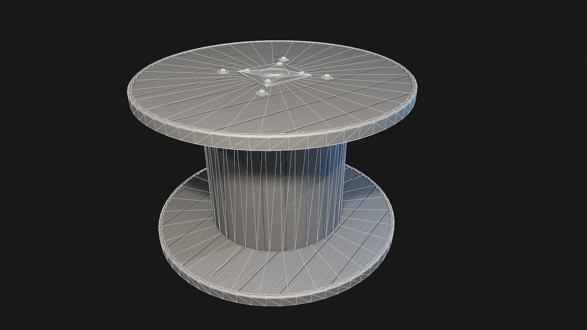 Low Poly PBR Wooden Cable Reel Low-poly 3D model_24