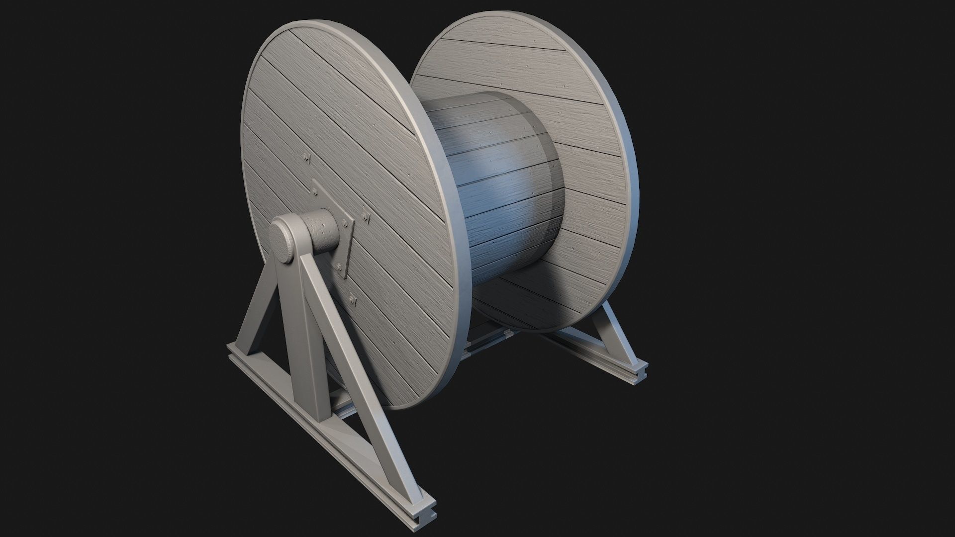 Low Poly PBR Wooden Cable Reel Low-poly 3D model_8