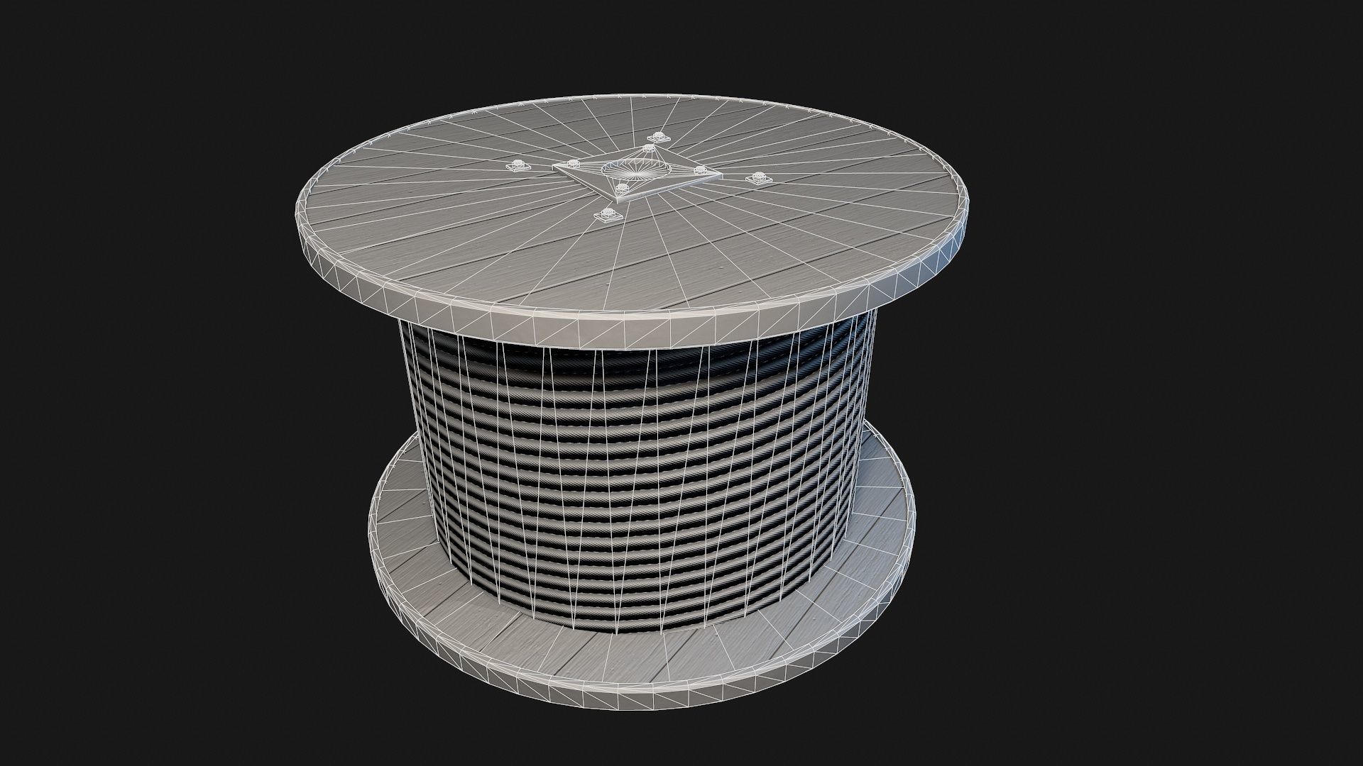 Low Poly PBR Wooden Cable Reel Low-poly 3D model_20