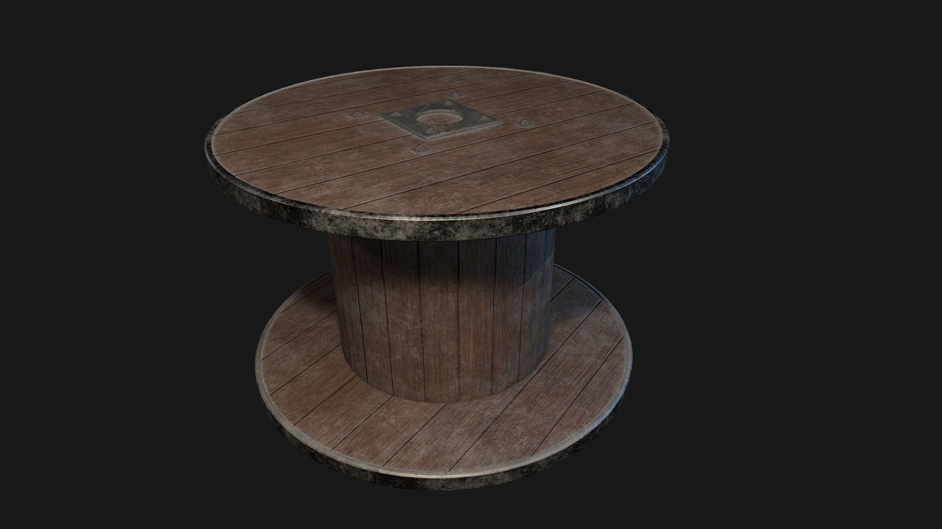Low Poly PBR Wooden Cable Reel Low-poly 3D model_21