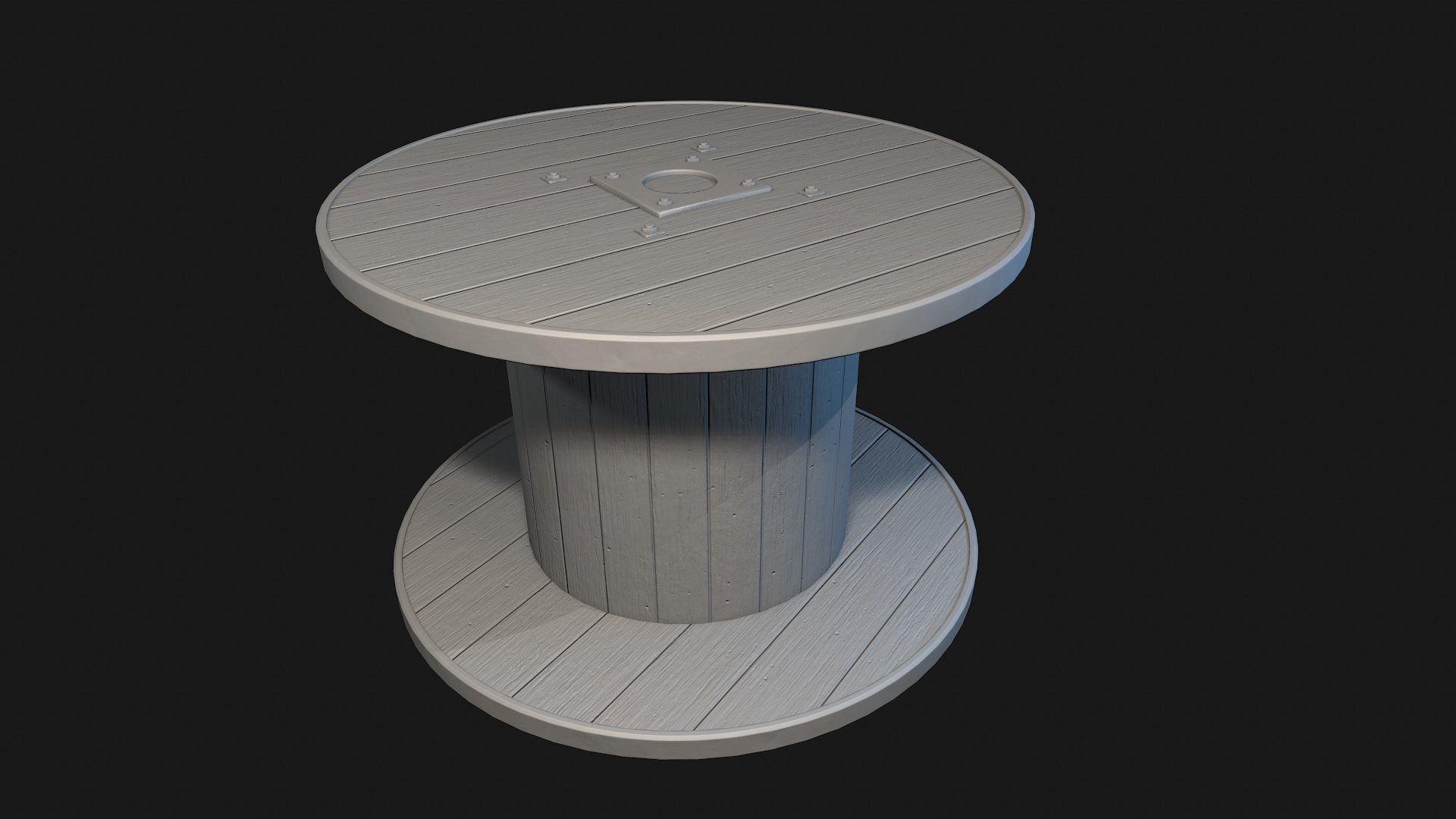 Low Poly PBR Wooden Cable Reel Low-poly 3D model_23