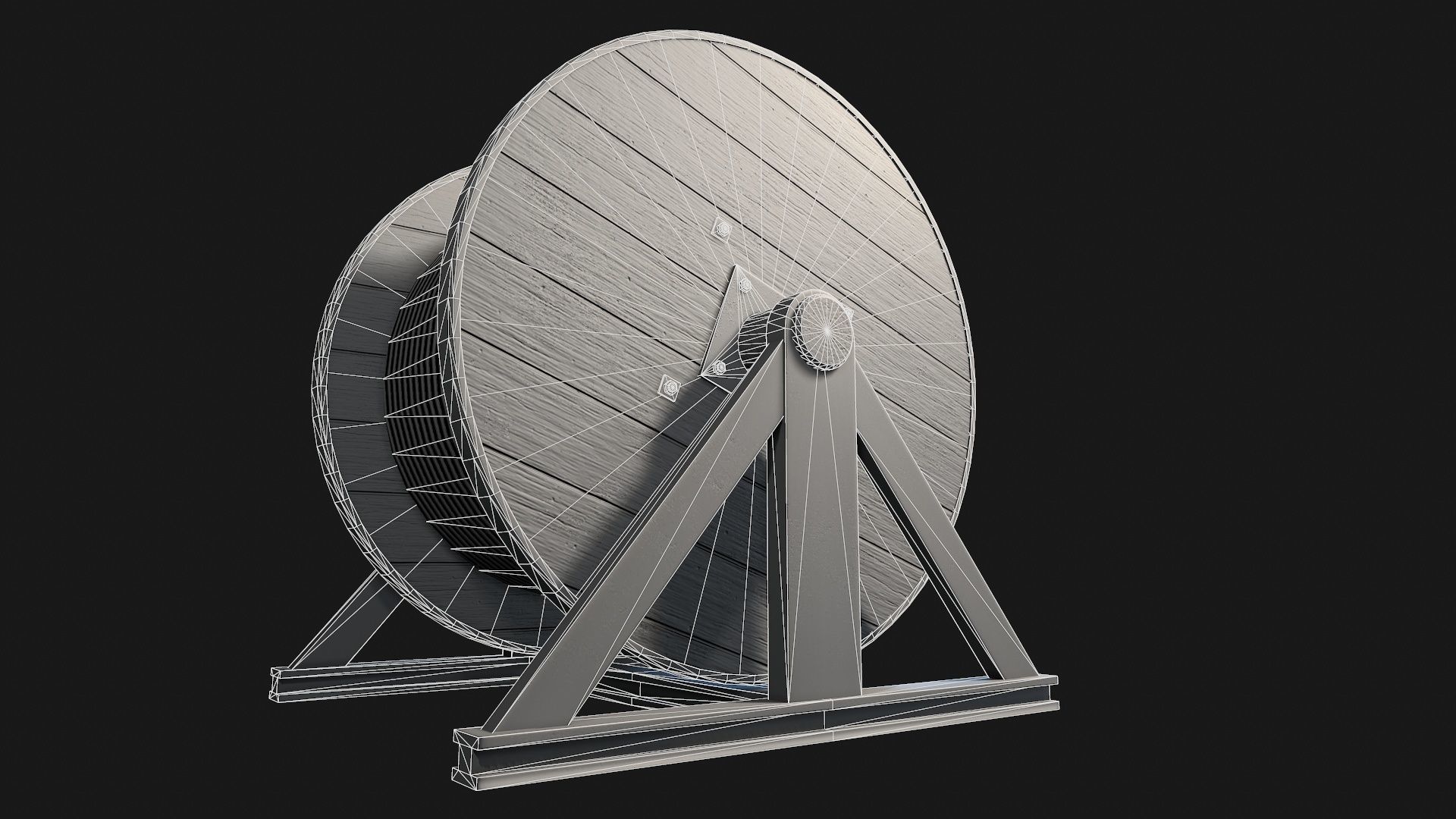 Low Poly PBR Wooden Cable Reel Low-poly 3D model_12