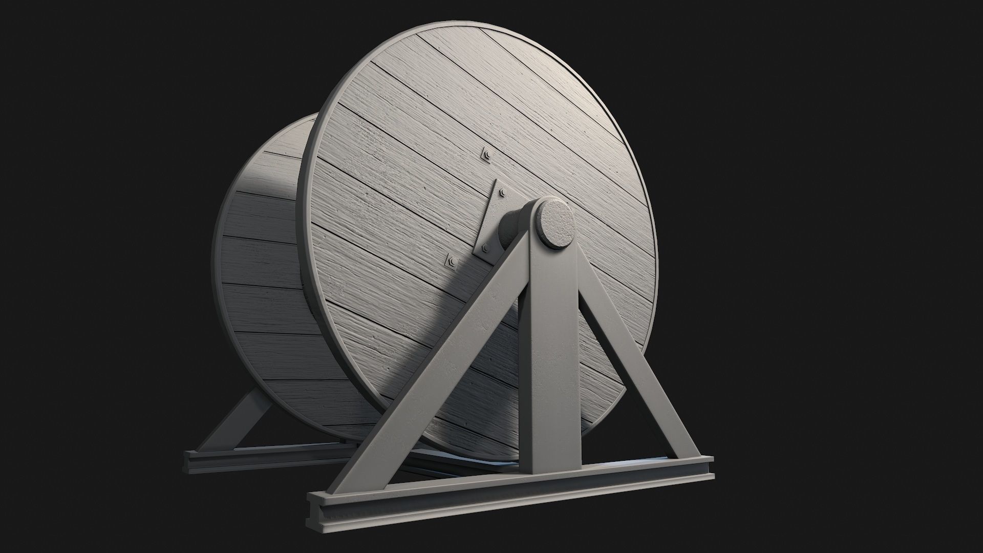 Low Poly PBR Wooden Cable Reel Low-poly 3D model_15