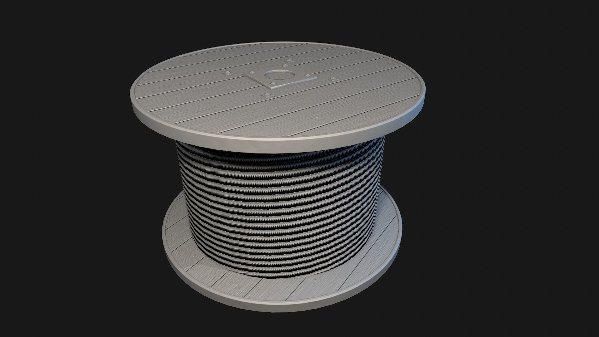 Low Poly PBR Wooden Cable Reel Low-poly 3D model_19