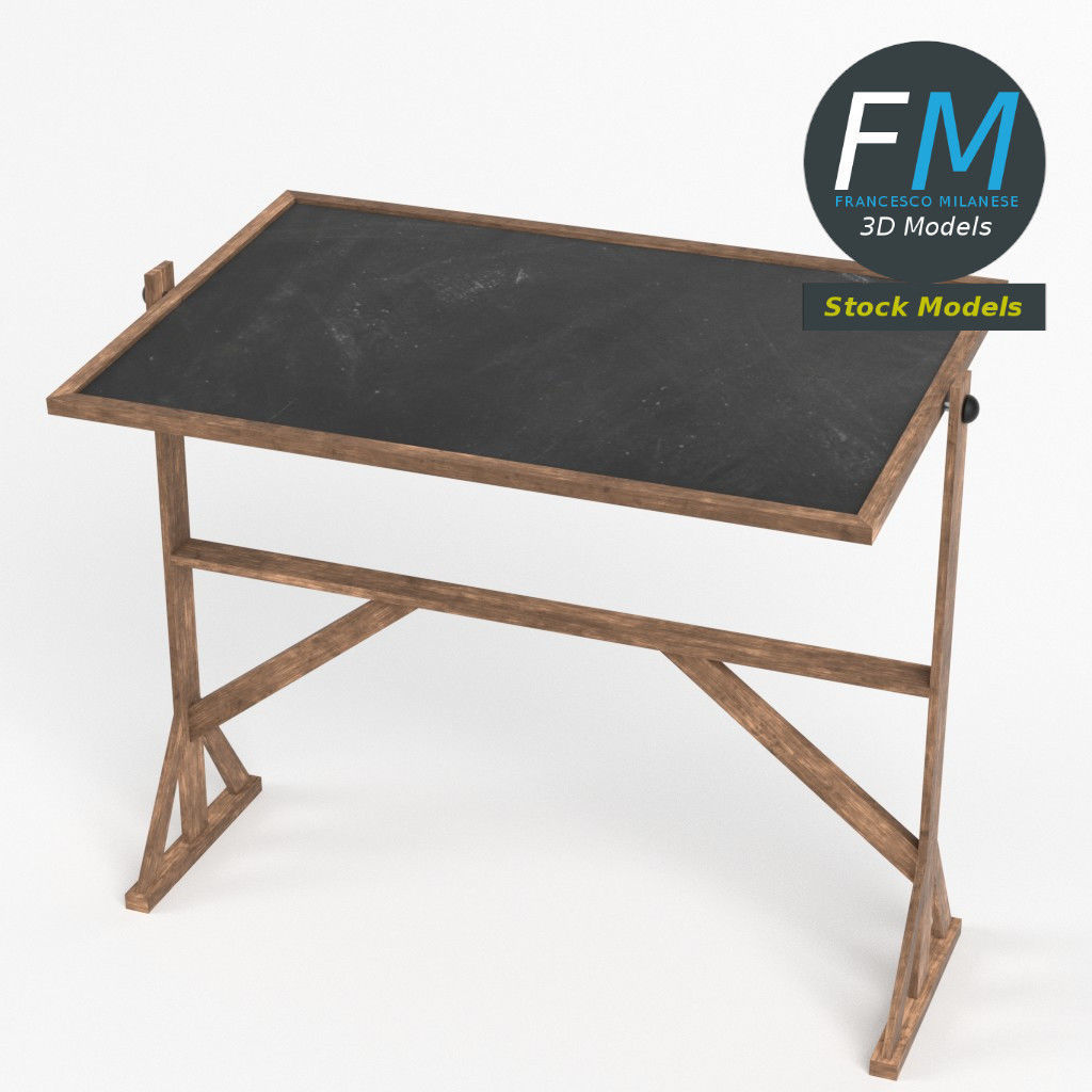Reversible freestanding chalkboard 3D model_2