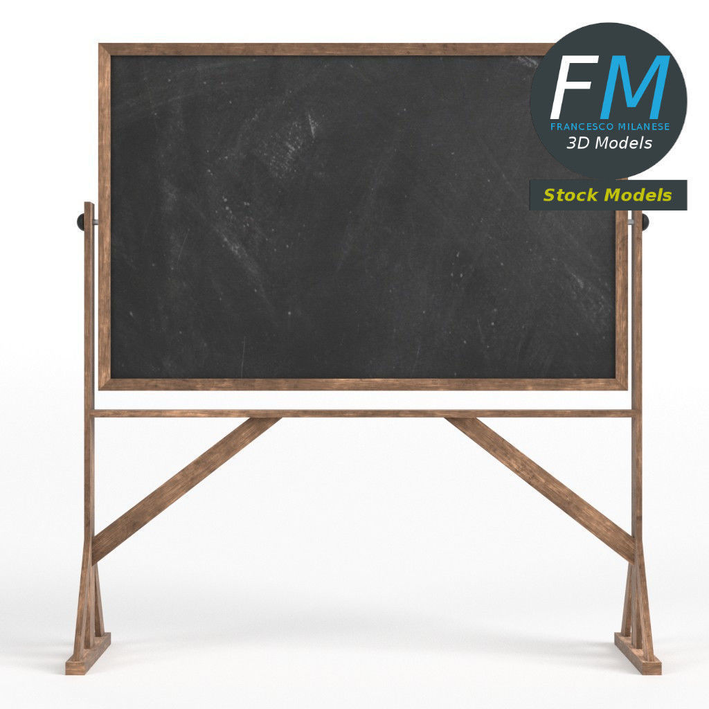 Reversible freestanding chalkboard 3D model_3