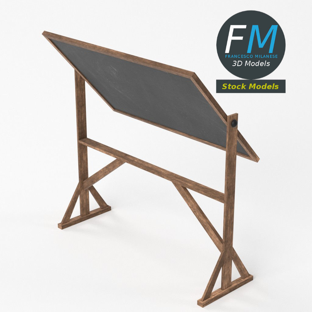 Reversible freestanding chalkboard 3D model_5