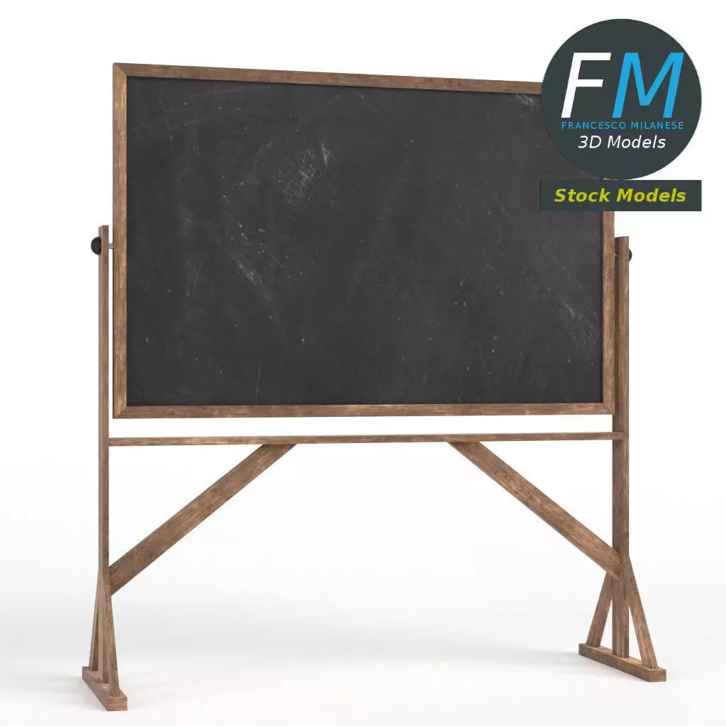 Reversible freestanding chalkboard 3D model_0