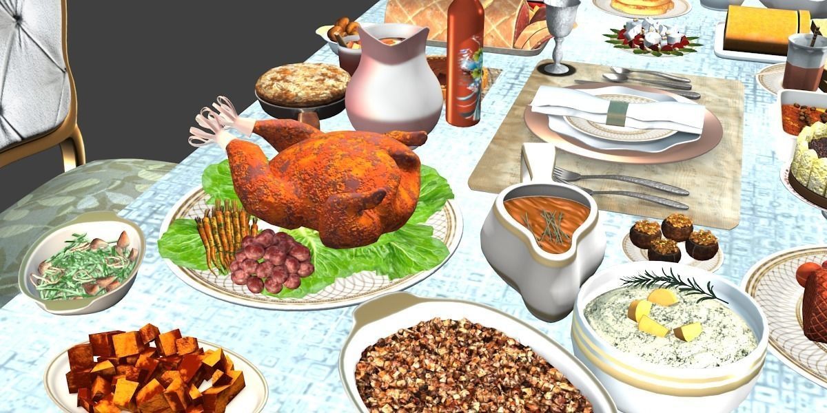 Table Full Of Foods 3D model_7