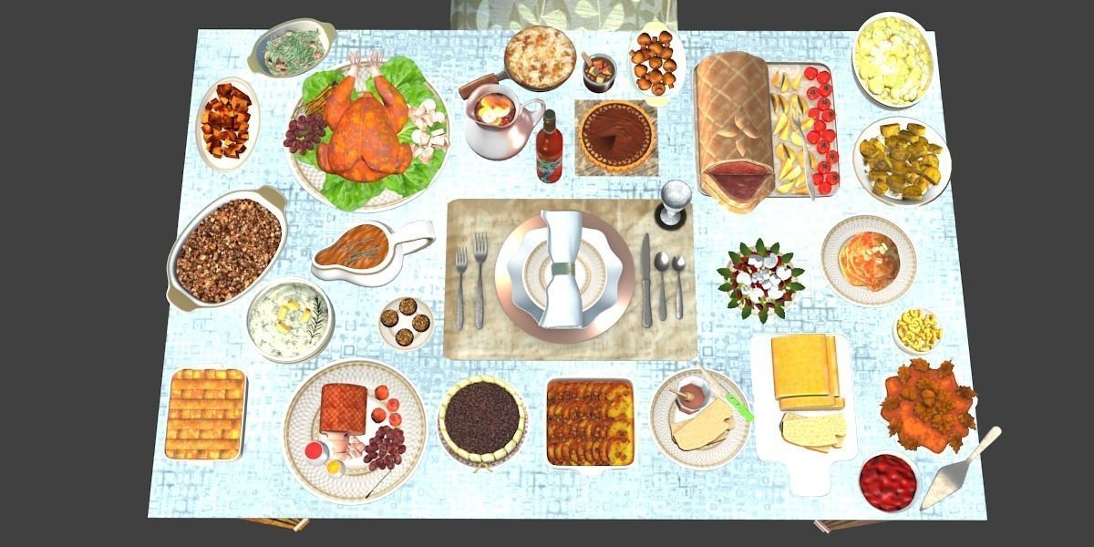 Table Full Of Foods 3D model_5