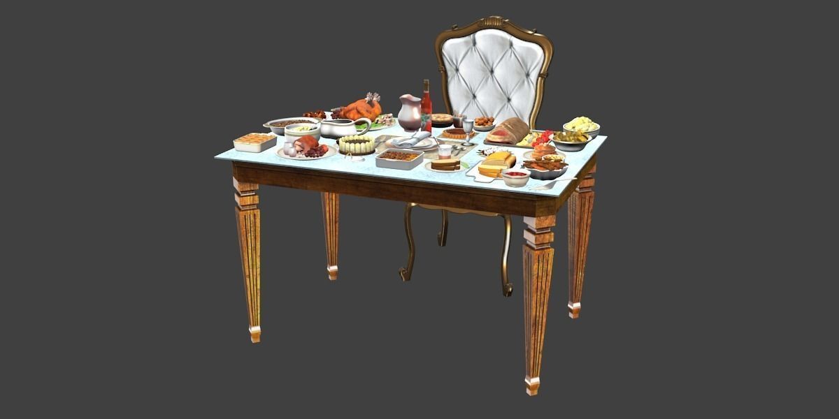 Table Full Of Foods 3D model_0