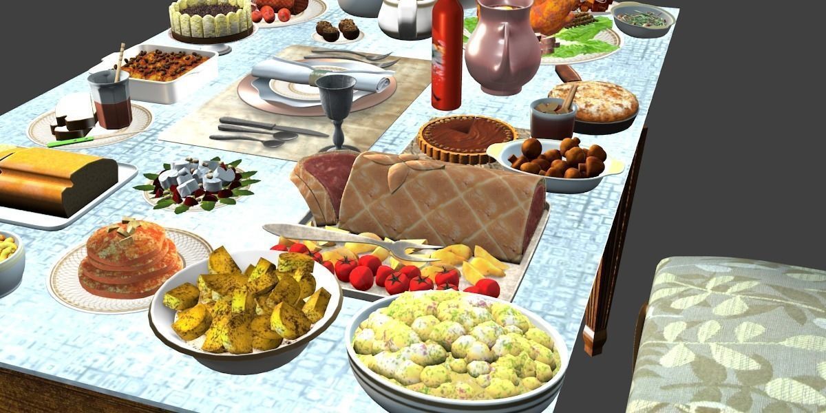 Table Full Of Foods 3D model_6