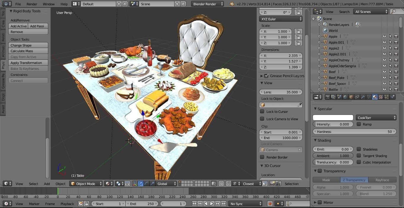 Table Full Of Foods 3D model_3