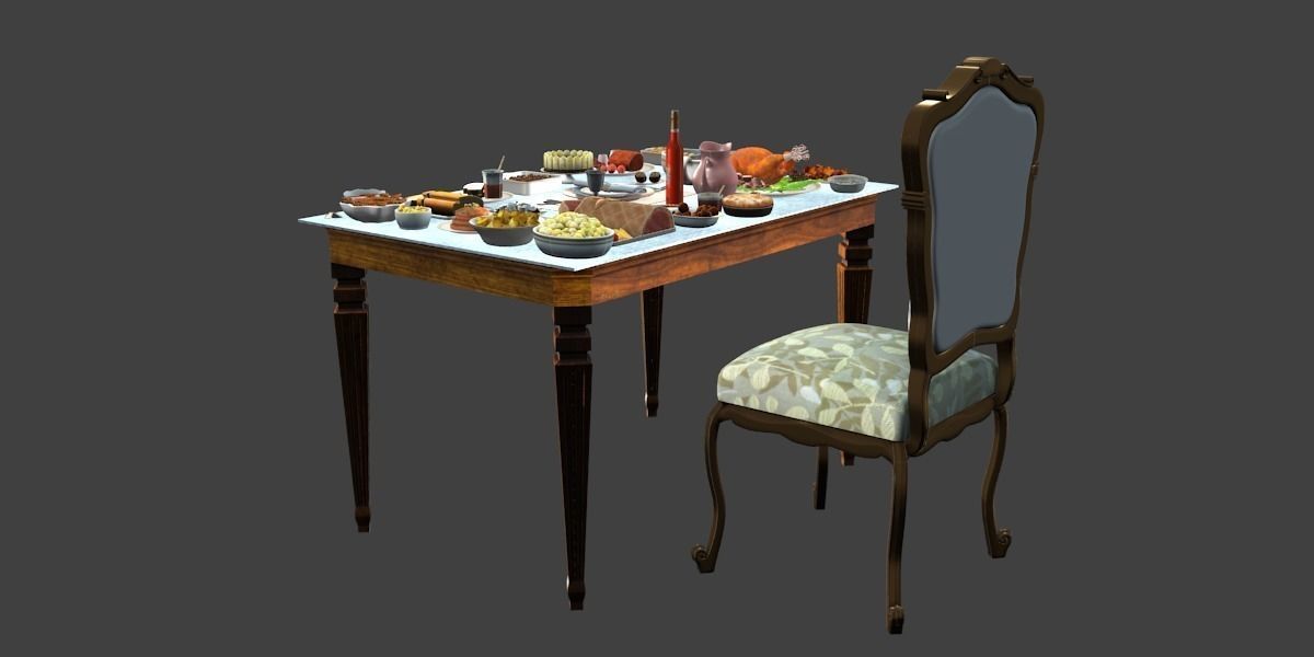 Table Full Of Foods 3D model_4