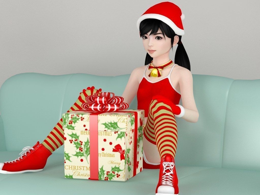 Manami Christmas pose 02 3D model_1