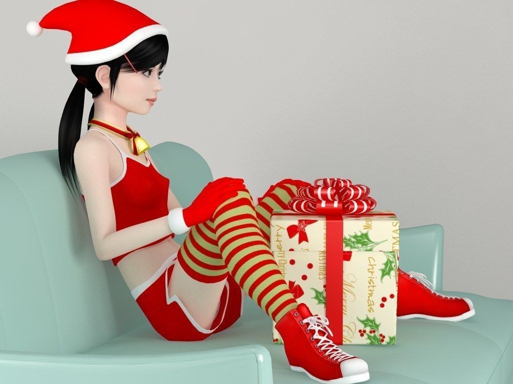 Manami Christmas pose 02 3D model_3
