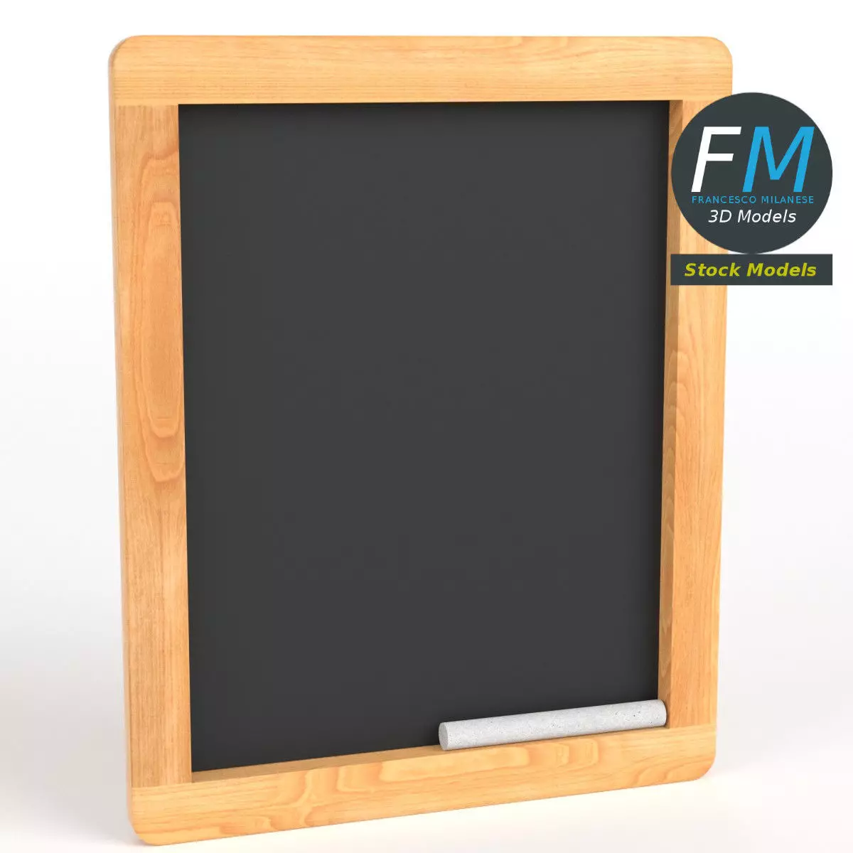 Wood chalkboard frame 3D model_0