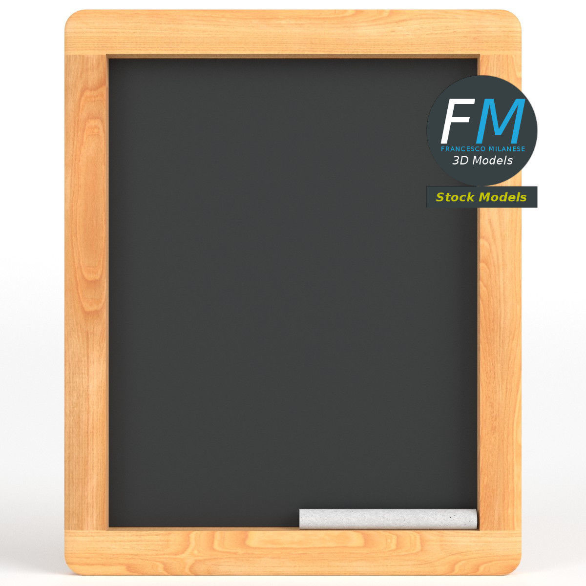 Wood chalkboard frame 3D model_3