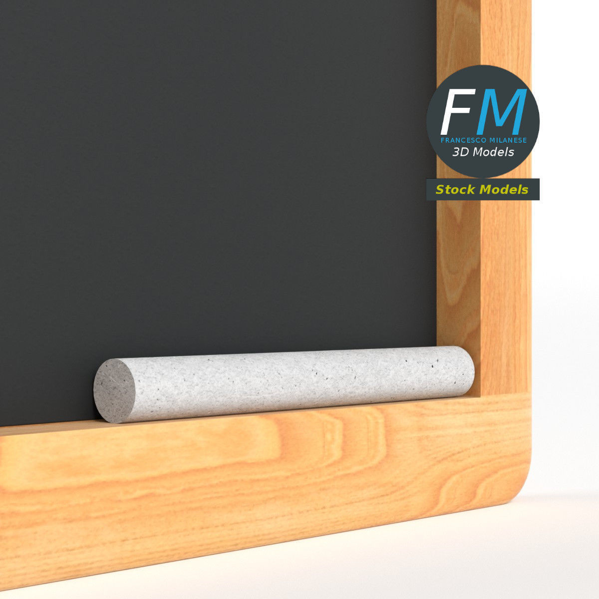 Wood chalkboard frame 3D model_4