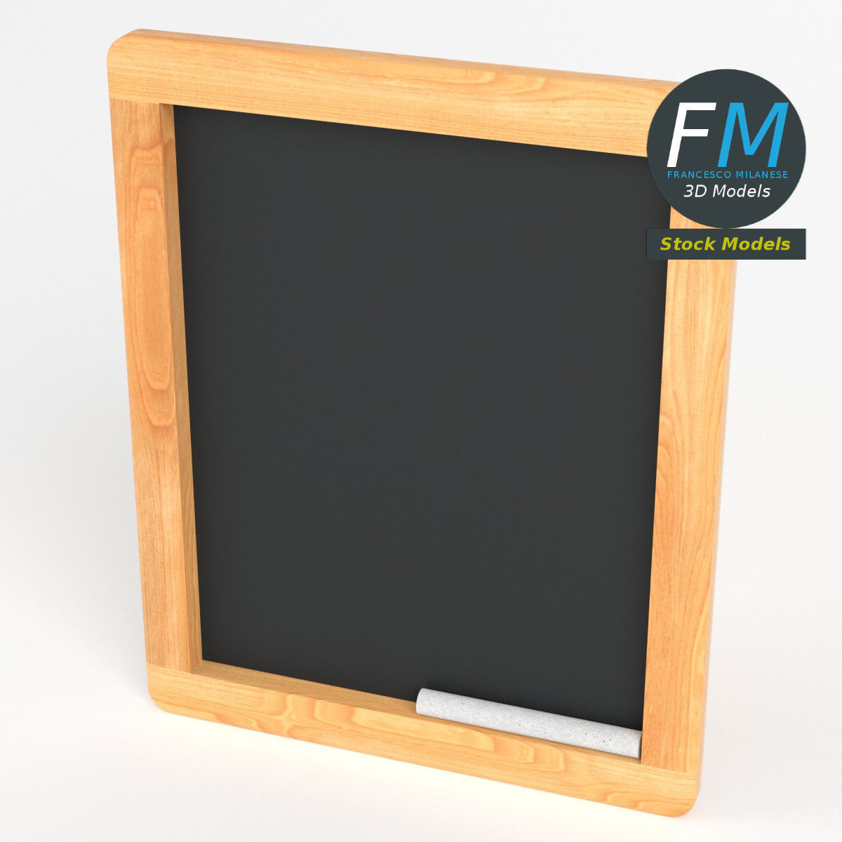 Wood chalkboard frame 3D model_2
