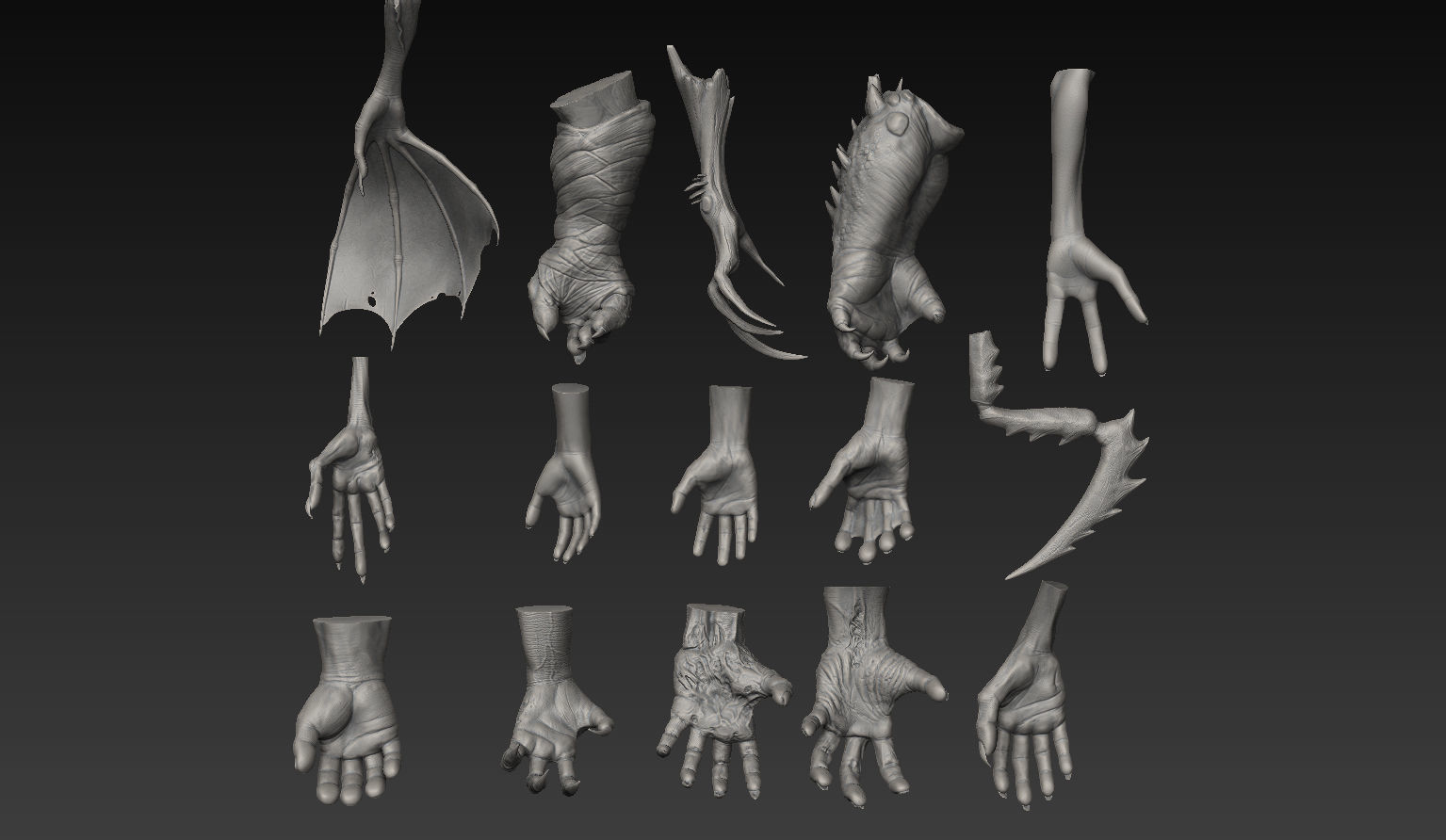 HandZ hand with claws and fingers 3D model_3