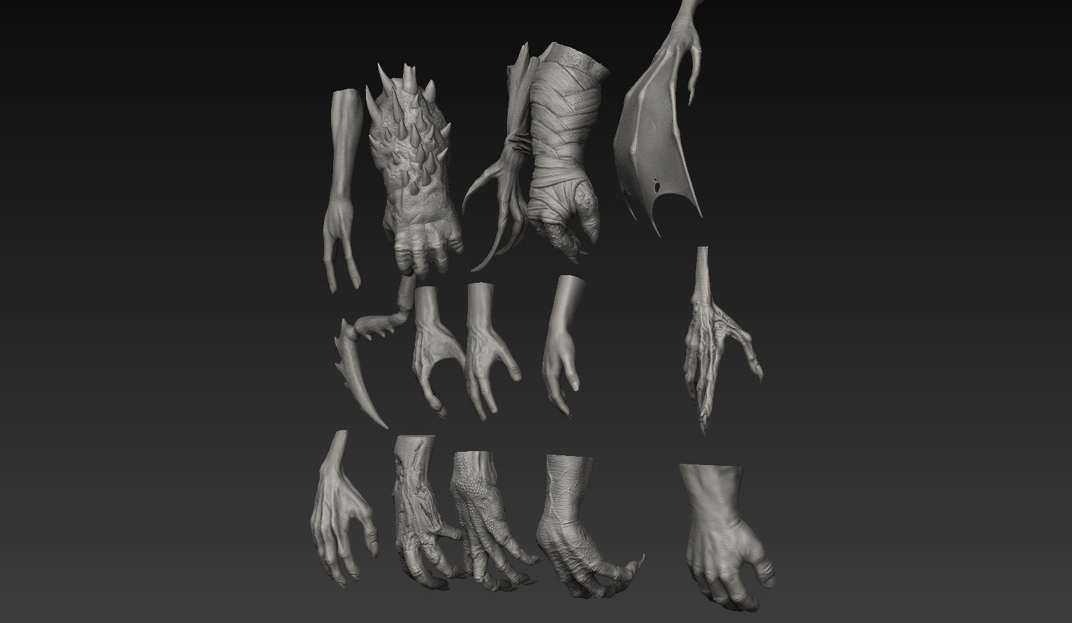 HandZ hand with claws and fingers 3D model_4
