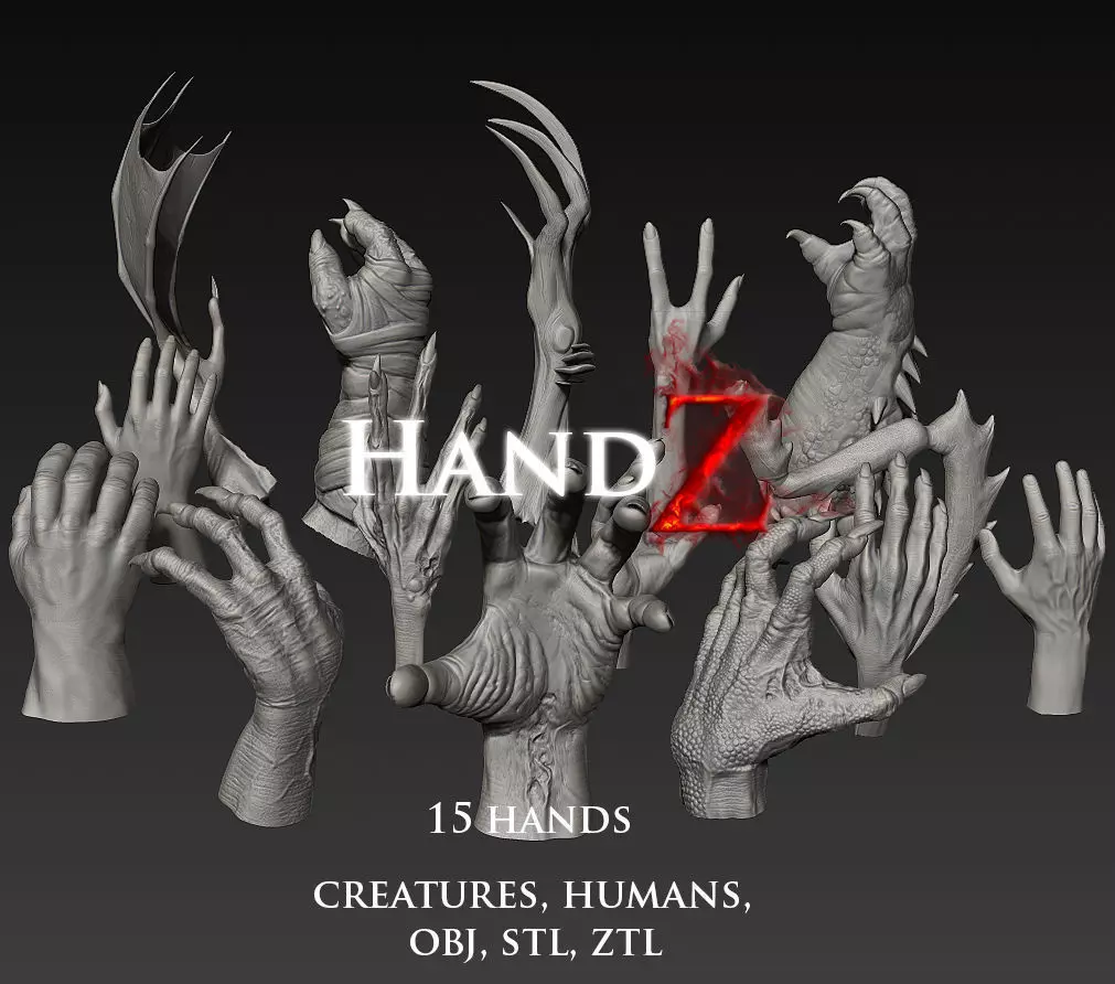 HandZ hand with claws and fingers 3D model_0
