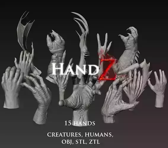 HandZ hand with claws and fingers 3D model