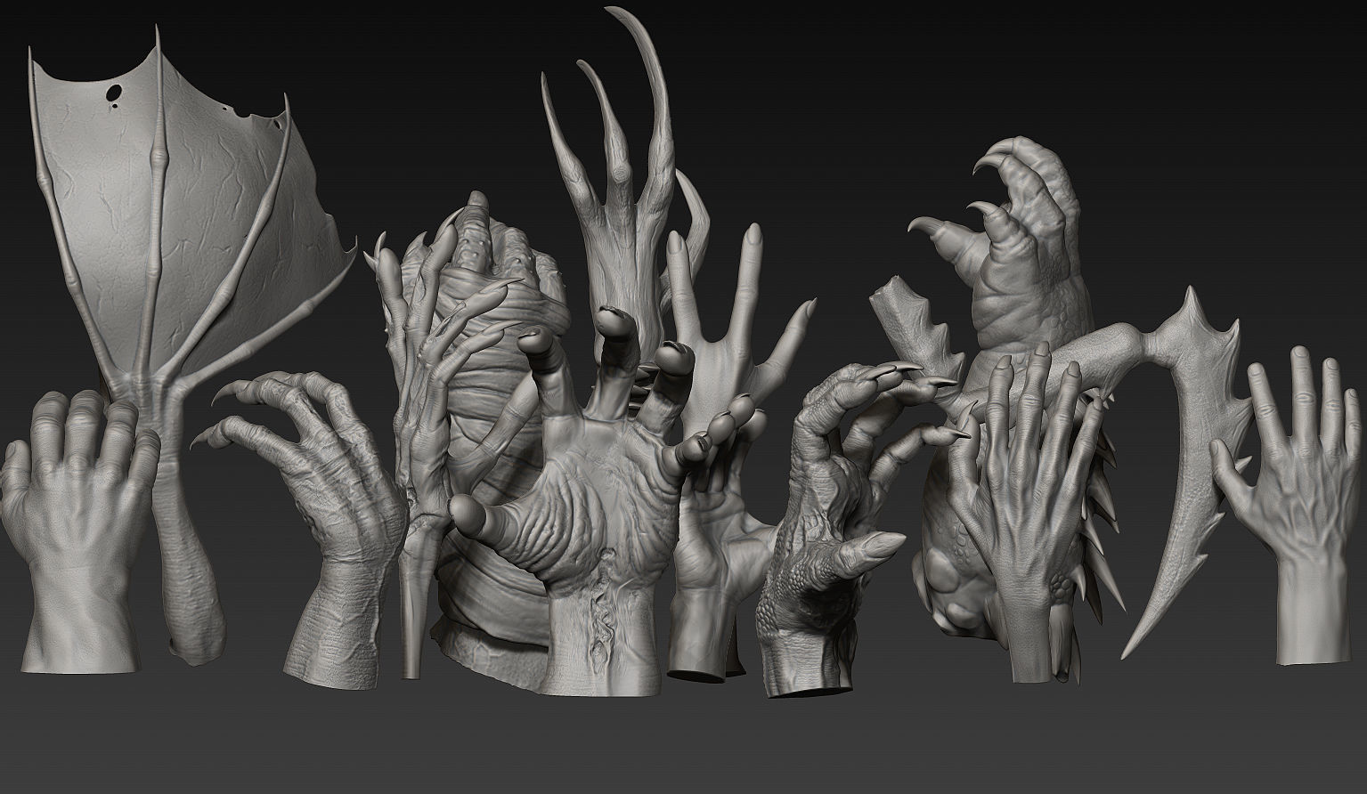 HandZ hand with claws and fingers 3D model_7
