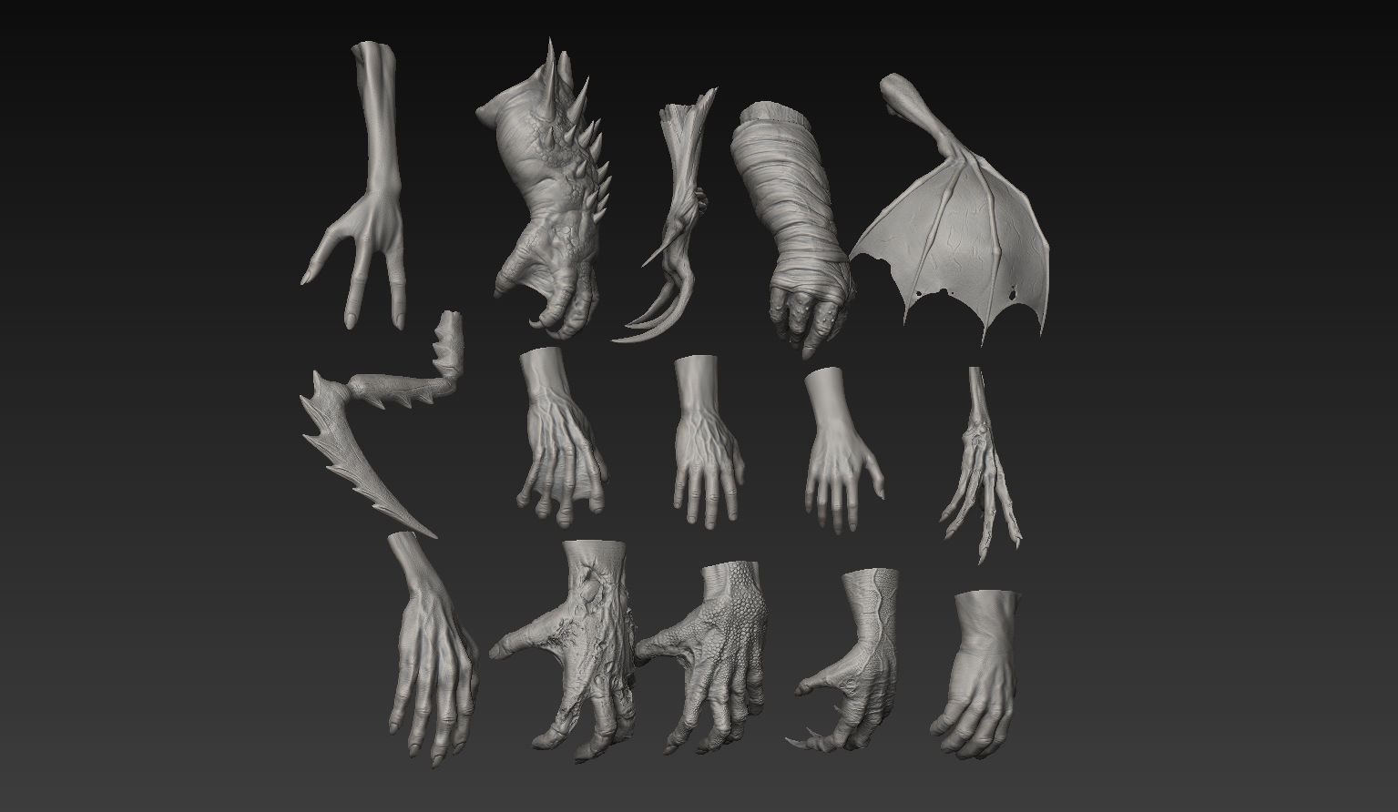 HandZ hand with claws and fingers 3D model_2