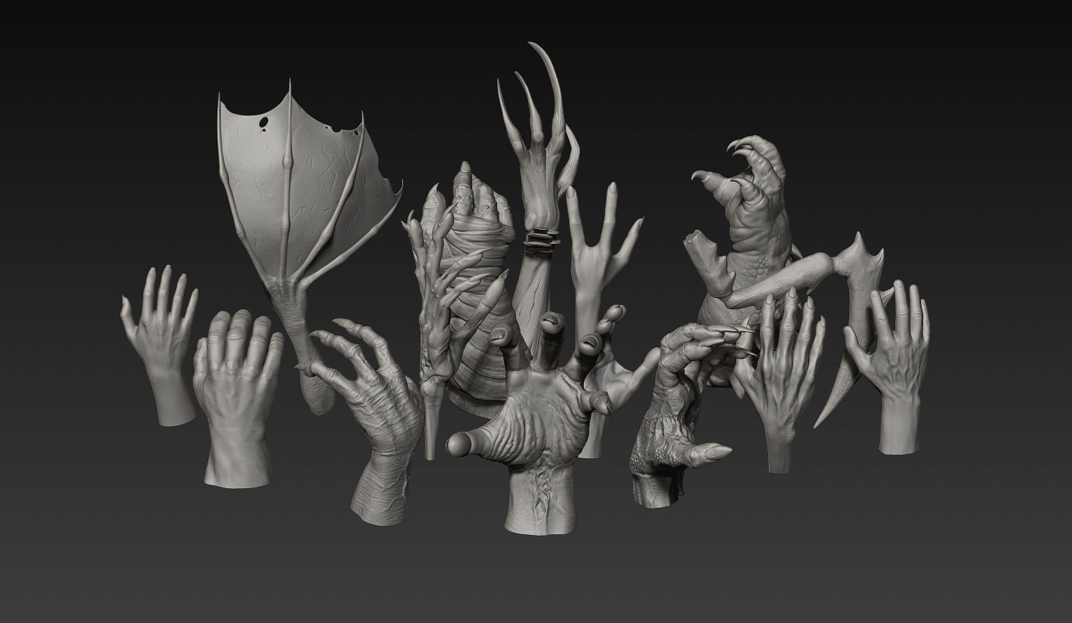 HandZ hand with claws and fingers 3D model_9