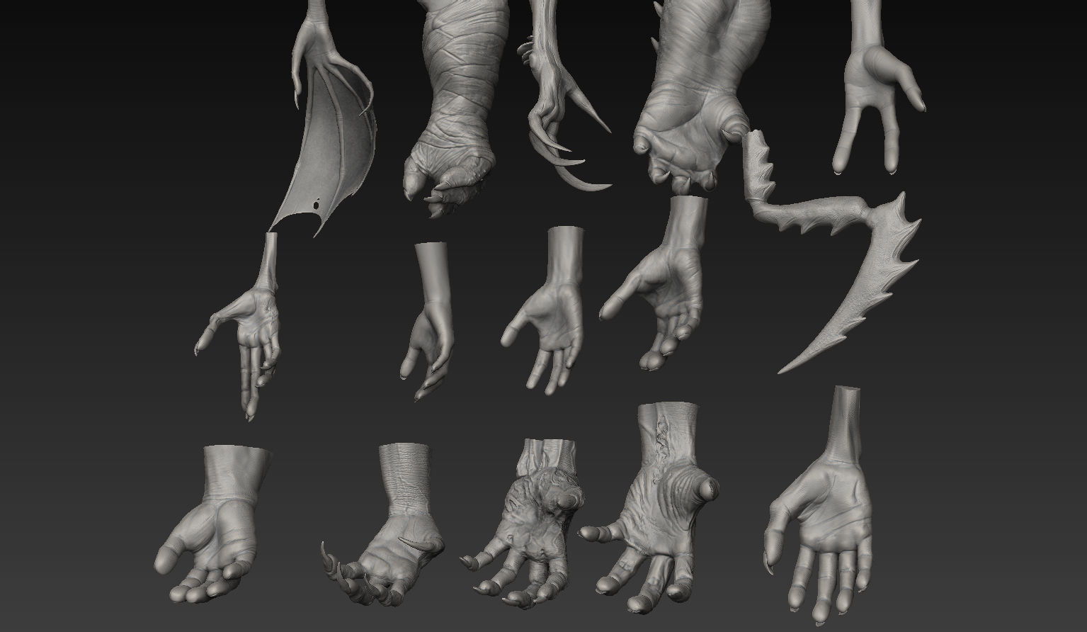 HandZ hand with claws and fingers 3D model_6