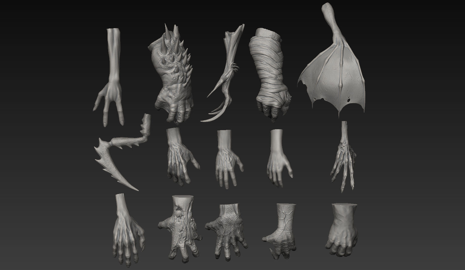 HandZ hand with claws and fingers 3D model_1