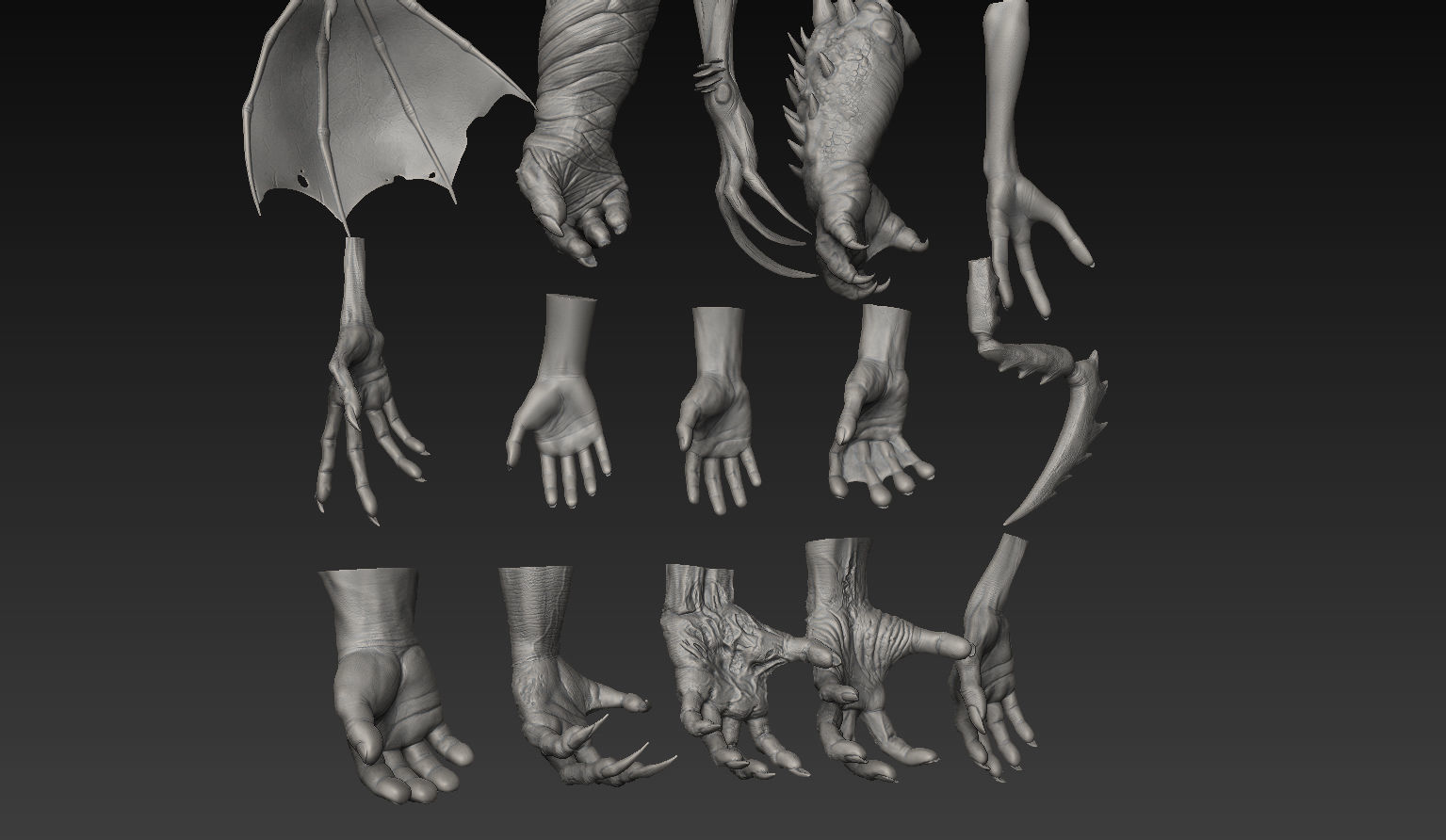 HandZ hand with claws and fingers 3D model_5