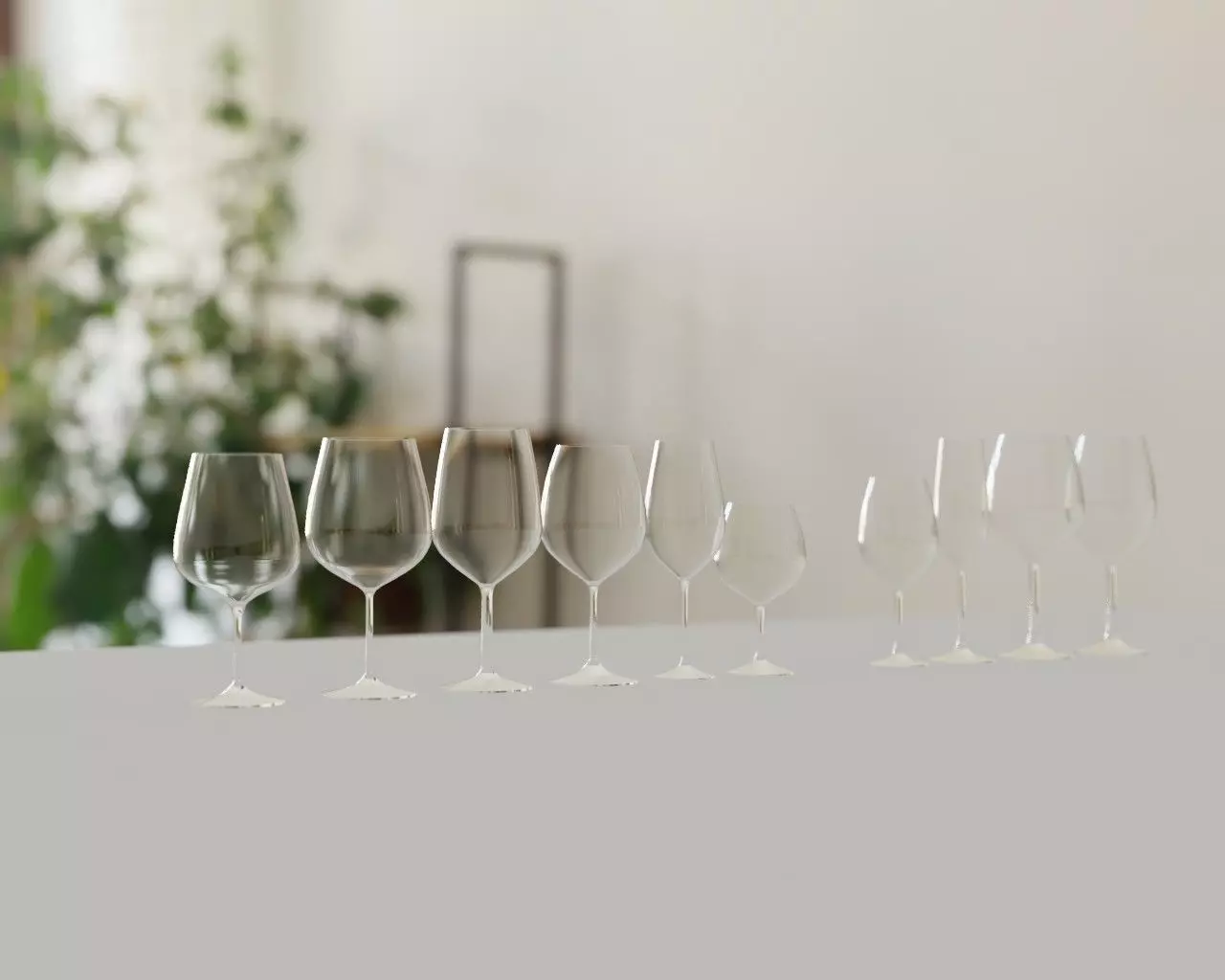 Wine Glass Collection - 10 Glasses Set 3D model
