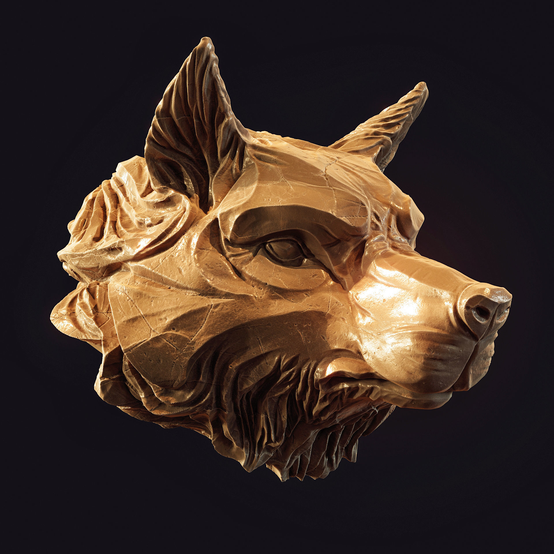 Wolf head pendant keychain 3d print model 3D print model_6